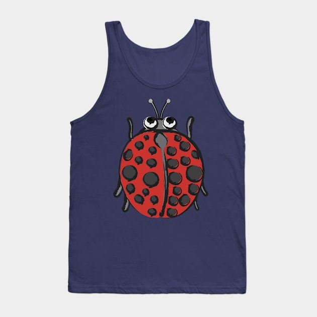 Happy Ladybug Tank Top by evisionarts